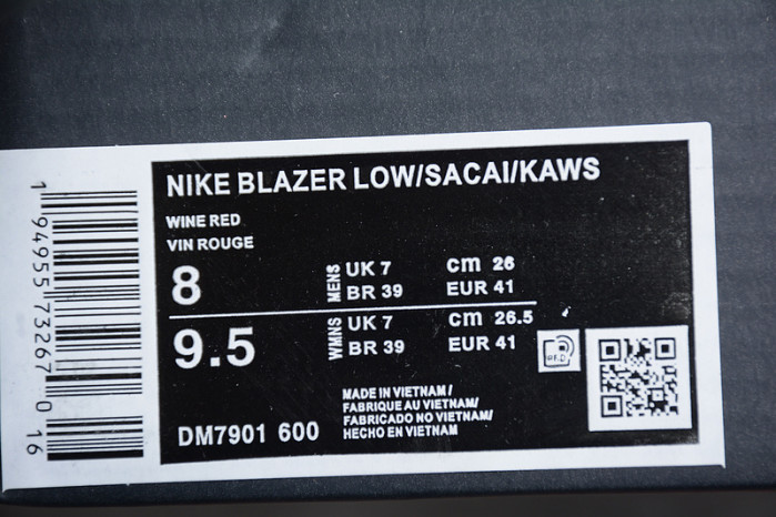 (image for) KAWS x sacai x Blazer Low Team Red DM7901-600