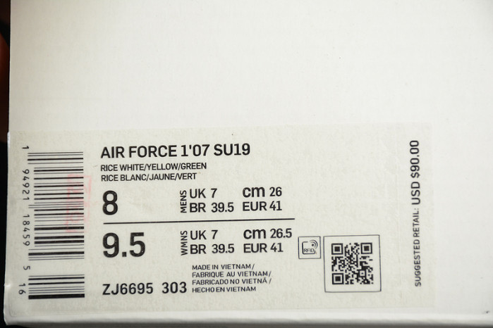 (image for) Nike Air Force 1 07 Low White Green Noise Yellow Shoes ZJ6695-303